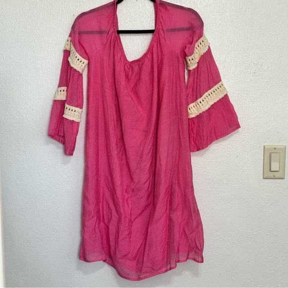 Women’s vava by Joy Han pink tassel sleeve off the shoulder dress nwt size L - Picture 2 of 10
